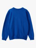 Benetton Kids' Crew Neck Logo Sweatshirt, Bluette