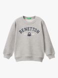 Benetton Kids' Cotton Crew Neck Sweatshirt, Medium Melange Grey