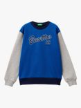 Benetton Kids' Colour Block Sweatshirt, Blue/Multi