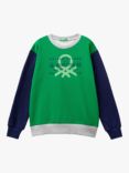 Benetton Kids' Colour Block Sweatshirt, Green/Multi