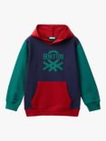 Benetton Kids' Colour Block Hoodie, Multi