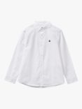 Benetton Kids' Cotton Poplin Long Sleeve Shirt, Optical White