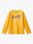 Benetton Kids' Logo Long Sleeve Tee, Ochre