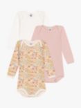 Petit Bateau Baby Cotton Long Sleeve Bodysuits, Pack of 3, Multi