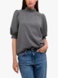 MY ESSENTIAL WARDROBE Puff Sleeve Turtleneck Top, Dark Grey Melange