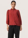 Soaked In Luxury Leodora Cropped Sleeve Buttons Shirt, Scarlet