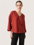 Soaked In Luxury Vadora V-Neck Top, Russet Brown