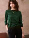 Brora Stripe Merino Wool Blend Jumper, Sorrel/Malachite