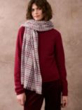 Brora Chartouche Cashmere Scarf, Carnation/Mulberry