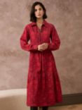 Brora Needlecord Botanical Zip Up Dress, Rosehip/Cranberry