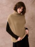 Brora Ribbed Cashmere Poncho, Camel