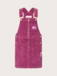 Monsoon Kids' Good Vibes Cotton Corduroy Pinafore Dress, Burgundy