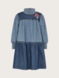 Monsoon Kids' Tiered Denim Dress, Blue