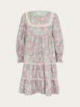 Monsoon Kids' Floral Tiered Midi Dress, Green