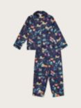 Monsoon Kids' Zodiac Print Satin Pyjama Set, Navy/Multi