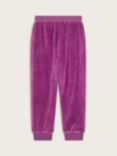 Monsoon Kids' Velour Floral Embellished Joggers, Purple