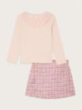 Monsoon Kids' Top & Tweed Skort Set, Pink