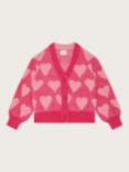 Monsoon Kids' Cotton Textured Heart Cardigan, Pink