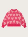 Monsoon Kids' Cotton Textured Heart Cardigan, Pink