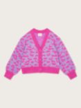 Monsoon Kids' Cotton Leopard Print Cardigan, Pink