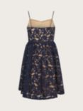 Monsoon Kids' Mabel Lace Strappy Dress, Navy