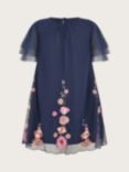 Monsoon Kids' Petal 3D Embroidered A-Line Dress, Navy