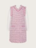 Monsoon Kids' Tweed Pinafore Dress & Top Set, Pnk/Multi