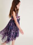 Monsoon Kids' Floral Fit & Flare Dress, Purple