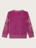 Monsoon Kids' Floral Embroidered Velour Sweatshirt, Purple