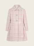 Monsoon Kids' Tweed Collar Coat, Pink