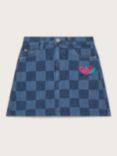 Monsoon Kids' Denim Checkerboard Mini Skirt, Blue