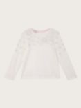 Monsoon Kids' Cotton 3D Floral Long Sleeve T-Shirt, Ivory