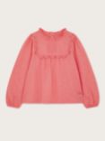 Monsoon Kids' Cotton Ruffle Long Sleeve Top, Pink