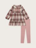 Monsoon Kids' Cotton Check Blouse & Leggings Set, Pink