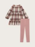 Monsoon Kids' Cotton Check Blouse & Leggings Set, Pink