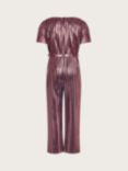 Monsoon Kids' Metallic Plisse Jumpsuit, Rose Gold