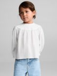 Mango Kids' Roma Embroidered Cotton Blouse, White