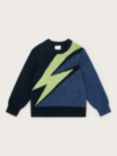 Monsoon Kids' Lightning Bolt Intarsia Jumper, Navy