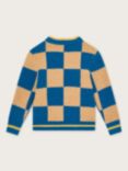 Monsoon Kids' Checkerboard Crew Neck Jumper, Blue