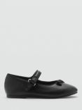 Mango Kids' Elise Buckle Ballerina Shoes, Black