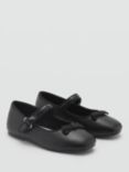 Mango Kids' Elise Buckle Ballerina Shoes, Black