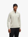 BOSS Quarter Zip Wool Blend Jumper, Light Beige