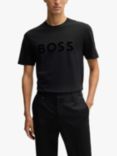 BOSS Cotton Regular Fit Short Sleeve Logo T-Shirt, Black