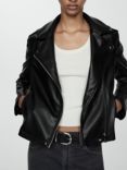 Mango Liz Faux Leather Biker Jacket, Black