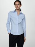 Mango Sofia Cotton Blend Fitted Shirt, Pastel Blue