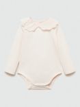 Mango Baby Monaco Embroidered Collar Bodysuit, Pink