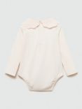 Mango Baby Monaco Embroidered Collar Bodysuit, Pink