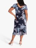 chesca Enchanting Leaves Silk Blend Dress, Navy/Multi