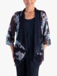 chesca Enchanted Leaf Silk Blend Shrug, Navy/Multi