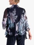 chesca Enchanted Leaf Silk Blend Shrug, Navy/Multi